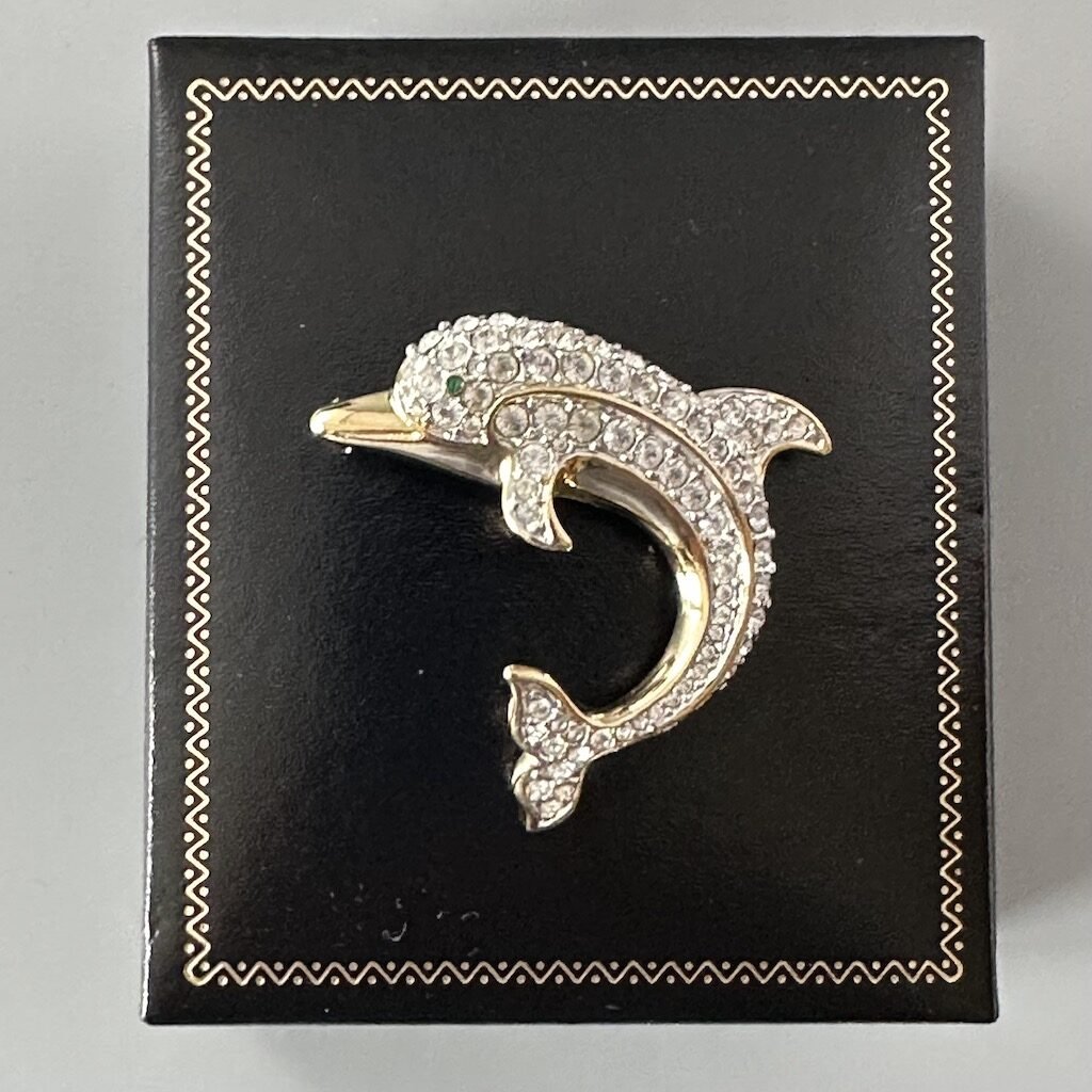 Vintage "Swarovski" Crystal The Dolphin Brooch