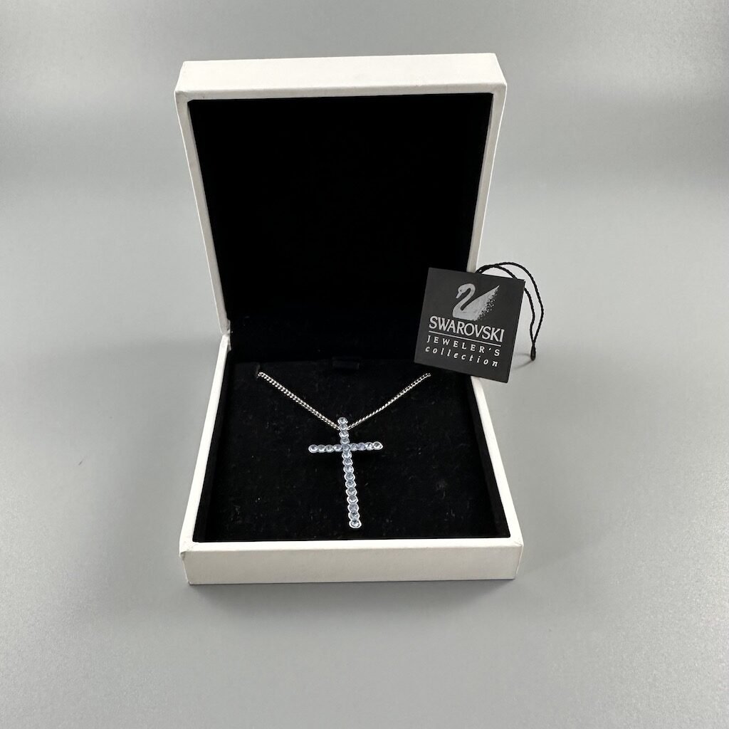 Vintage "Swarovski" Aqua crystal cross pendant