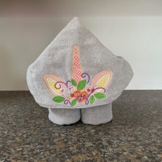 Hooded Towel with Unicorn Crown Embroidery Design (Towel Included)