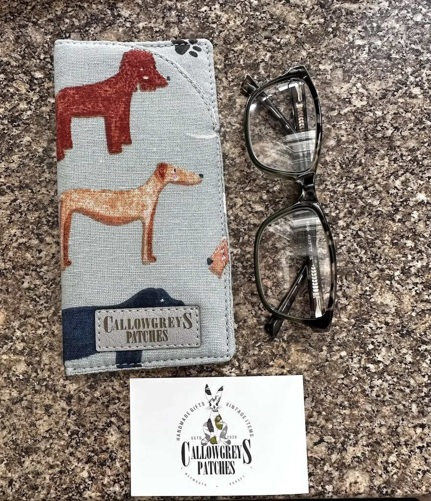 Fabric Glasses Case with illustrated dog print